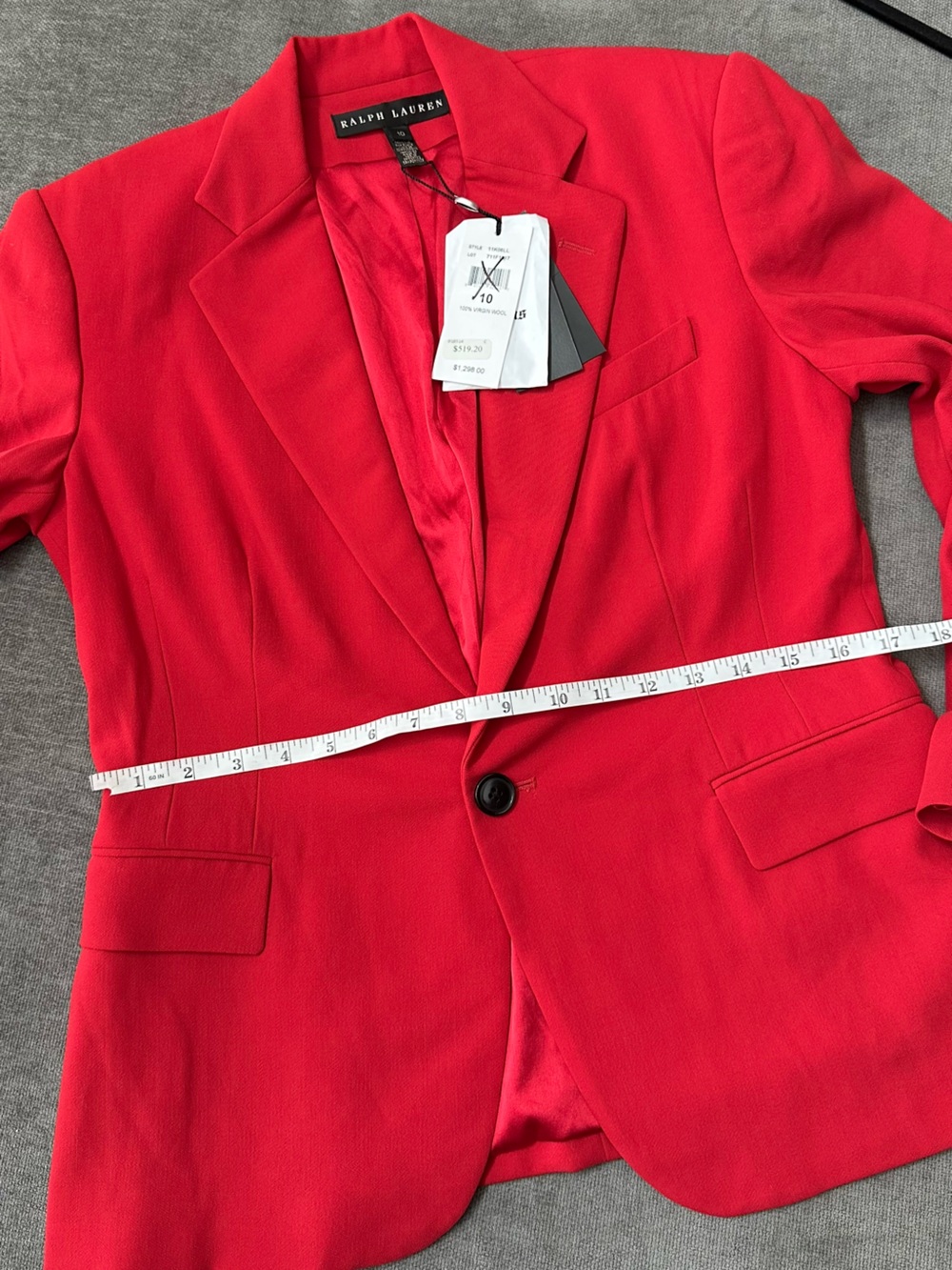 NWT Ralph Lauren Bold Red Single-Button Blazer - Picture 2 of 16